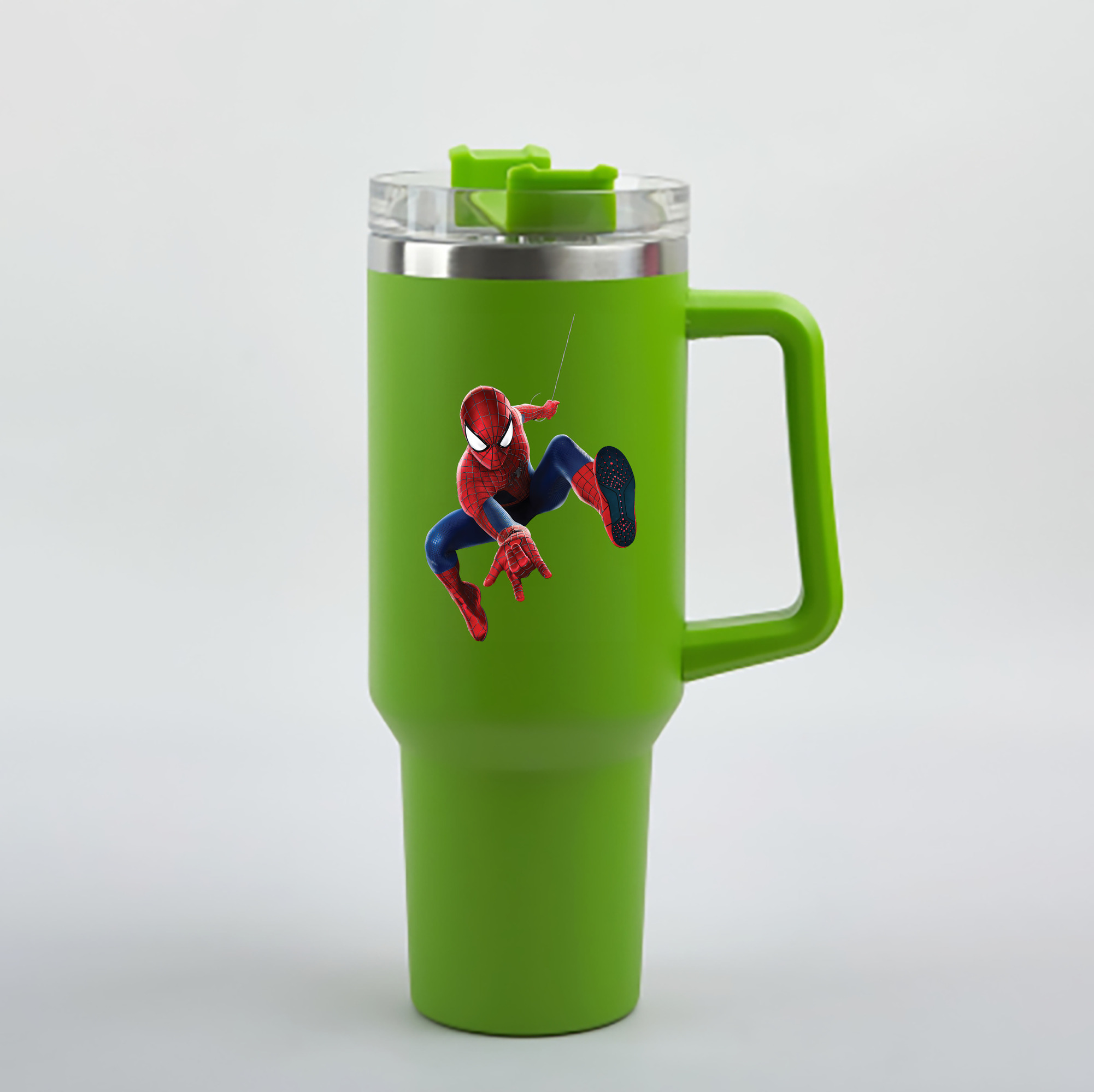 （画像用） Spider Man スパイダーマン 1200mL車用タンブラー - クリスタルステッカー（プラスチックストロー付き）